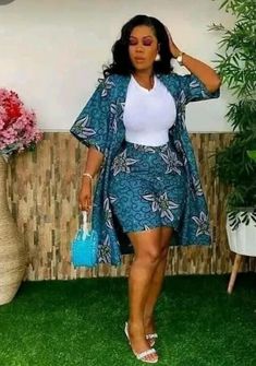 African Shorts, Kimono And Shorts, African Kimono, African Pants, 2piece Outfits, African Print Dress Ankara, Short African Dresses, Best African Dresses, African Fashion Skirts