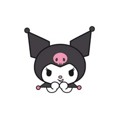 a cartoon character with black hair and pink nose