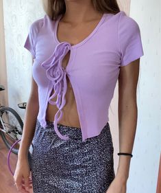 2021 New Women Ribbed T-Shirts Knitted Tie Front Short Sleeve Crop Top – Ifomt Y2k Stretch Solid Color Tops, Casual Purple Ribbed Top, Y2k Style Solid Color Stretch Top, Trendy Solid Purple Top, Trendy Purple Solid Color Top, Y2k Solid Color Tops For Spring, Spring Y2k Solid Color Tops, Spring Solid Color Y2k Tops, Y2k Ribbed Tops For Spring