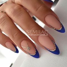 Royal Blue Nails Designs, Blue And Silver Nails, Royal Blue Nails, Blue Glitter Nails, Blue Acrylic Nails, Christmas Nails Acrylic, New Year's Nails, Elegant Nails, Prom Nails