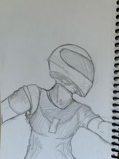 a drawing of a person wearing a helmet