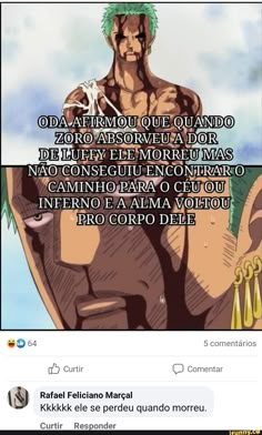 an image of the anime character that appears to be in english and spanish, with caption