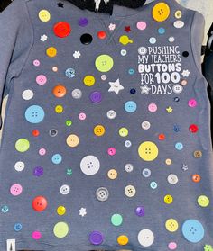 Adorable 100th day design for kids Can be made on Gildan brand tee (long or short sleeved) or Gildan brand sweatshirt (crewneck or hoodie) in just about any color. Buttons come at random but there will be exactly 100 (plus a few extra just in case!) 100 Plus, Sweatshirt Crewneck, School Time, Branded Sweatshirts, 100th Day, 100 Days, Kids Hoodie, Just In Case, Sweat Shirt