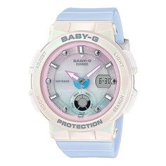 CASIO Baby-G 'White Blue' BGA-250-7A3 (Shockproof/Water Proof) White Casio Watch, White G Shock, Baby G Watch, Casio Clear Watch, Baby G Shock Watches, Light Blue Electric Guitar, Baby G, Water Proof, Christmas List