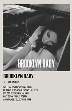 the brooklyn baby poster is shown in black and white, with an image of a woman laying