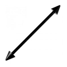 a black metal pole with an arrow on it's end and two ends pointing upward