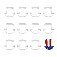 an american flag hat cookie cutters are arranged in the shape of a top hat