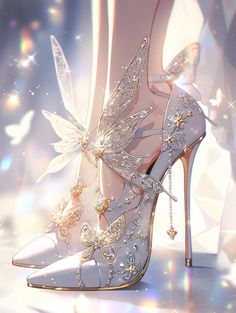 Life In Japan, Magic Shoes, Dreamy Gowns, Fairy Shoes, Aspects Of Life, Art Jewelry Design, Anime Jewelry, Fashion Drawing Dresses, Anime Accessories