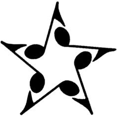 a star with musical notes on it