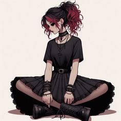 #aigenerated #beautifulwoman #brautifuloutfit #redhair #blackcolour #gothicwoman Goth Woman Art, Goth Oc, Marceline Outfits, Goth Characters, Goth Hair, Nostalgic Art, Dungeons And Dragons Dice, Goth Art, Gothic Outfits