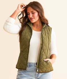 Ariat Ashley 2.0 Insulated Vest - Green Small, Women's Wintermoss Embroidered logo quilted zip down mock neck vest Wind and water resistant Floral print lining Bust measures 36 on size small Body length 23 on size small. Layering piece(s) and/or accessories sold separately.. Shell: 100% Recycled Polyester. Lining: 100% Polyester. Insulation: 100% Polyester. Secure all closures. Machine wash separately on delicate cycle in cold water. Do not bleach. Tumble dry low. Do not iron. Do not dry clean. Apparel & Accessories > Clothing > Outerwear > Coats & Jackets Women's Coats & Jackets, Layering Pieces, Womens Vest, Mock Neck, Apparel Accessories, Coats For Women, Coats Jackets, Floral Prints, Outfit Accessories