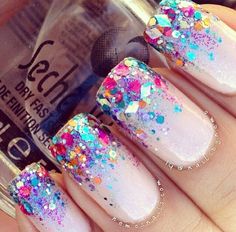 Glitter tip French manicure nails Ultimate Fails, Ombre Nails Glitter, Nail Designs Glitter, Nailed It, Gel Nail Designs, Nails Inc, Fancy Nails