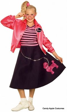 Tween Nifty Fifties Sock Hop Costume - Candy Apple Costumes - Poodle Skirts Girls Poodle Skirt, Sock Hop Costumes, 1950s Poodle Skirt, Poodle Skirt Costume, Teen Costumes, Tee Shirt Crafts, Pirate Women, Awesome Halloween Costumes