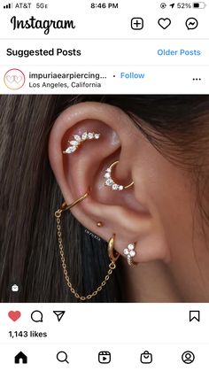 an ear piercing is seen on the instagram page, which shows it has been placed in