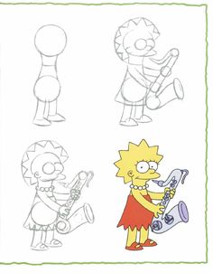 the simpsons characters are drawn in different ways, including one with a trumpet and another with an instrument