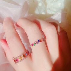 Daiiibabyyy Korean Colorful Crystal Zircon Open Rings For Women Etrendy New Design Delicate Simple Micro Pave Jewelry Adjustable Ring bijoux Wedding Ring Hand, Gold Color Combination, Planet Earrings, Vintage Drop Earrings, Index Finger Rings, Dangle Earrings Wedding, Pave Jewelry, Open Rings, Moon And Star Earrings