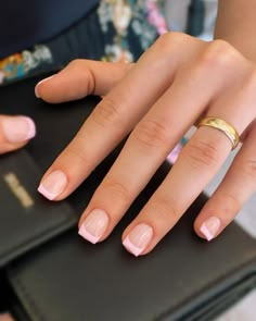 Easy Short Square Nail Ideas, Square French Tips Short, Light Pink French Tip Nails Square Short, Light Pink French Tip Square, Short Light Pink French Tip Nails, Light Pink French Tips Square, Small Square French Tip Nails, Short Square Pink French Tip Nails, Short Square Round Acrylic Nails