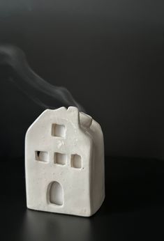 Brighten your cozy space with this handmade ceramic cottage incense burner! Watch as smoke gracefully drifts out of the chimney to make your home feel inviting and magical. A unique way to set the mood! Clay Incense Burner, Ceramic Cottage, Clay Incense, Set The Mood, Sculpey Clay, Pottery Crafts, Holiday Time, Cozy Space, Wood Pieces