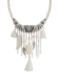 PRICES MAY VARY. Bohemian Style: Feather tassel necklace with irregular stone beads in a retro, exotic pattern. Unique Design: Featuring a white silver-tone metal and an eye-catching bohemian pattern. Versatile Accessory: A stylish statement necklace suitable for various casual or formal occasions. Durable Construction: Made with high-quality materials for long-lasting wear. Ideal Gift: A thoughtful present for women who appreciate unique and fashionable jewelry. Service: If you have any questio Affordable Beaded Layered Necklace Gift, Cheap Southwestern Beaded Necklaces, Silver Woven Necklace, Bohemian Pattern, Presents For Women, Fiber Jewelry, Fashionable Jewelry, Bohemian Necklace, Beaded Jewelry Patterns