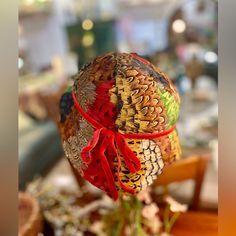 This Vintage Hat Is Awash In Feathers Of Beautiful Colorsbright Jewel Tones, Earthy Neutrals, And A Red Velvet Bow To Tie It Off. Made By Jill, In Excellent Condition. Feathered Hat, Earthy Neutrals, Feather Hat, Vintage Hat, Velvet Bow, Jewel Tones, Red Brown, Hats Vintage, Lady In Red