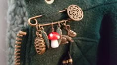 Cloak Pin Brooches, Ren Fest Jewelry, Yule Solstice, Fairy Gift Ideas, Mushroom Brooch, Fairy Toadstool, Rabbit Brooch