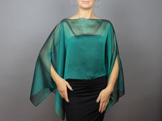 A very elegant and classical capelet for your wedding dress, evening dress or party outfit made of the finest chiffon  Color: bright green (other colors are available)  Size: unique (fits all), but if you have any doubts, please contact me. WE have matching bags in our Etsy Shop! WE accept credit cards! Elegant Party Cape With Cape Sleeves, Elegant Party Capelet, Elegant Capelet For Party, Elegant Evening Capelet With Cape Sleeves, Elegant Fitted Capelet For Evening, Elegant Evening Capelet, Elegant Fitted Capelet, Elegant Fitted Capelet For Formal Occasions, Elegant Silk Cape For Formal Occasions