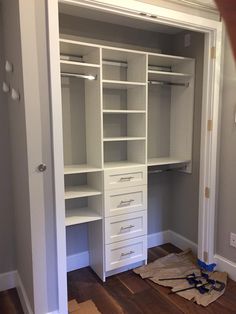 the closet is empty and ready to be put into place for painting or remodeling