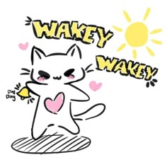 a drawing of a cat with the words wavey wacky on it