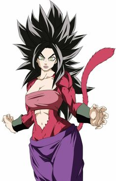 an anime character with black hair and purple pants, holding her arms out in the air