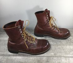 "Up on ETSY for buy it now is a pair of good condition, Vintage Red Wing Heritage Collection 2302 Steel Toe Men's Work Leather Boots. Very thick and sturdy boots with great patina, as only made by Red Wing. Size 8 C, narrow US. Leather uppers. Rubber Wing soles. From smoke-free home. Clean inside and out. Very well built and sturdy. Approximate Outside Dimensions: 11.5 inches heel to toe by 4 inches across the ball of footwear by 1.5 inches tall heels by 8.25 inches tall by 9.5 inches inside hee Vintage Workwear Boots With Plain Toe, Vintage Plain Toe Workwear Boots, Vintage Workwear Boots With Snip Toe, Vintage Snip Toe Boots For Work, Vintage Boots With Reinforced Toe For Outdoor Work, Vintage Moto Boots With Reinforced Moc Toe, Vintage Steel Toe Work Boots For Outdoor, Vintage Round Toe Work Boots, Vintage Work Boots With Reinforced Toe For Outdoor Work