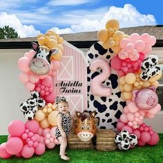 Moo-rvelous Farm Animal Birthday Party Decoration Kit - Cow Balloon Garland and Farm Print Head Theme Farm Animal Party Supplies for Kids Cow Print Decorations Cowgirl Baby Shower, Cowgirl Baby, Rodeo Birthday