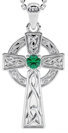 Silver Emerald Irish Celtic Cross Necklace Celtic Claddagh Ring, Celtic Cross Necklace, Gold Claddagh Ring, Silver Claddagh Ring, Mens Band Rings, Celtic Necklace, Celtic Knot Ring, Irish Jewelry, Irish Celtic