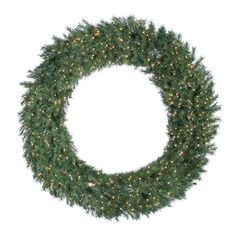 a christmas wreath with lights on it