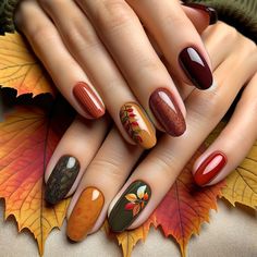 Nail Art Orange, Thanksgiving Nail Ideas, Thanksgiving Nail, Simple Fall Nails, Nail Vinyls, Fall Gel Nails, Fall Nail Art Designs, Work Nails, Thanksgiving Nails