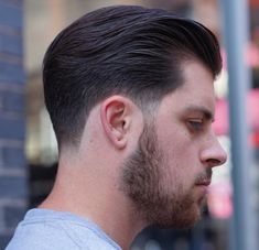 Brushed Back Taper Fade Low Fade Haircut, Gents Hair Style, Tapered Haircut, Medium Length Hair Men