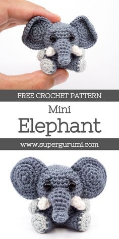 an elephant made out of crochet is shown with the words free crochet pattern