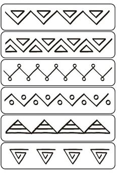 four different lines that have been drawn in black and white