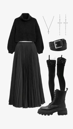 All Black Outfits Grunge, Gothic Outfit Ideas Casual, Corp Goth Aesthetic, Library Goth Outfit, Goth Clean Girl Aesthetic, Corporate Goth Summer, Modest Goth Fashion, Gothic Casual Outfits, Gothic Fall Outfits