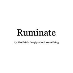 the word ruminate is written in black and white with some type of writing on it