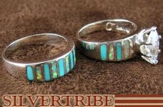 Silver Turquoise And Opal Inlay Wedding Band Ring Set Sparkly Rings, Inlay Wedding Band, Turquoise Jewelry Rings, Country Rings, Sparkly Ring, Turquoise Jewelry Native American, Native Style, Authentic Jewelry, Southwestern Jewelry