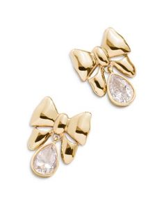 Baublebar Belle Bow & Cubic Zirconia Drop Earrings Formal Bow Earrings In Cubic Zirconia, Formal Gold Earrings With Decorative Bow, Elegant Gold Earrings With Decorative Bow, Chic Gold Earrings With Decorative Bow, Cute Gold Bow Earrings, Belle Bow, Travel Systems For Baby, Baby Boy Shoes, Georg Jensen