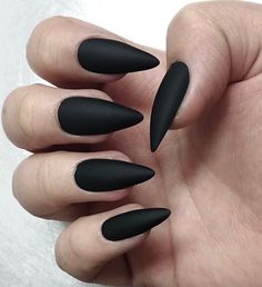 Matte Black Stiletto Nails Matte Stiletto Nails, Acrylic Nails Stiletto, Stiletto Nails Short, Emerald Nails, Black Stiletto Nails, Long Stiletto Nails, Pointy Nails, Matte Black Nails, Black Acrylic Nails