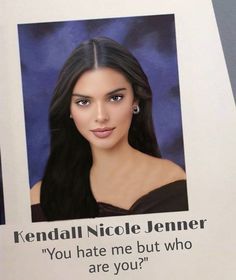 Kendall Jenner School Picture, Celebrity High School Yearbook Photos, Pretty High School Yearbook Photos, Senior Photo Yearbook, Kendall Jenner Yearbook, Kylie Jenner Yearbook, Iconic Kardashian Quotes, Senior Yearbook Pictures Makeup, Kendall Jenner Quotes