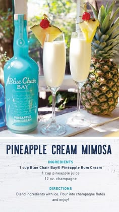 an advertisement for pineapple cream mimosa