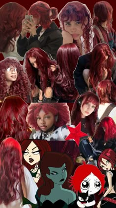 Cherry Red Hair Color, Red Hair Color Ideas, Cherry Red Hair, Shades Of Red Hair, Dark Red Hair, Hair Streaks, Split Hair, Curly Hair Styles Easy