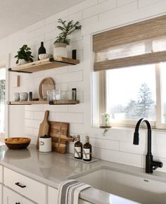 the kitchen counter is clean and ready for us to use in the day or night