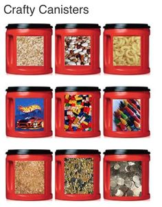 an iphone screen showing several red containers filled with different types of cereals and other items