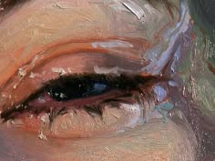 an abstract painting of a woman's eye with teary tears and wrinkles