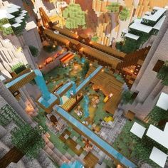 an aerial view of a city in minecraft