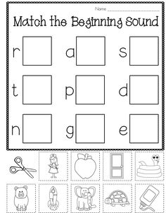 the beginning sound worksheet for preschool to practice letter sounds and matching letters with pictures